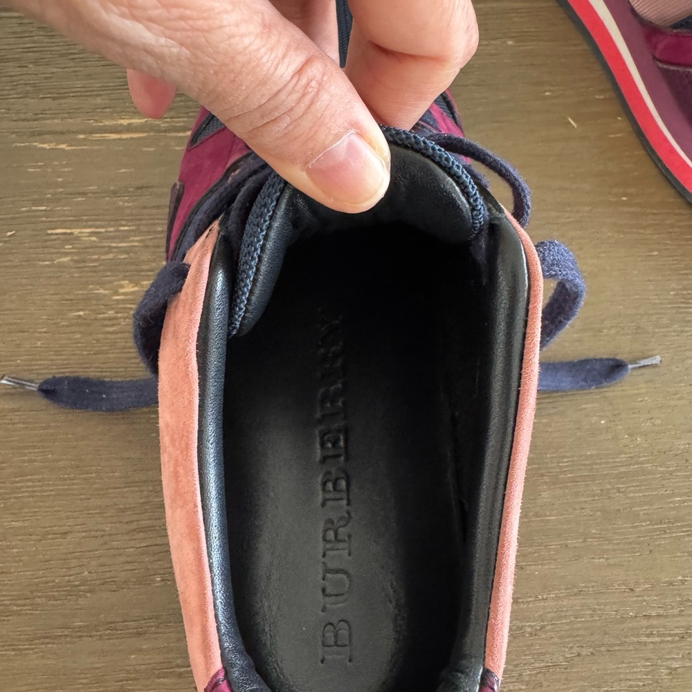 BURBERRY Multi-Color Suede & Mesh Sneakers - Burgundy/Pink -size 7.5 - Picture 7 of 8